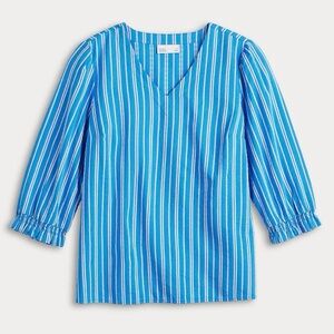 Croft & Barrow Blue and White Striped Casual Shirt